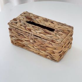 Japanese-style Ins Straw Tissue Box Water Hyacinth Woven Square Napkin Box Home Living Room Bedroom Paper Extraction Box Storage